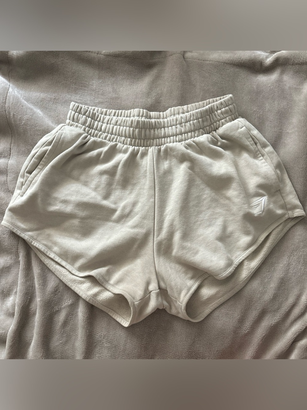 Gymshark Cream Elastic-Waist Athletic Shorts